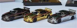 Inno 1/64 Nissan Skyline GT-R R34 Nismo R-Tune Chrome 3 Cars Set