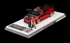 TIME MICRO 1/64 Nissan GTR R34 Red with Carbon Bonnet 